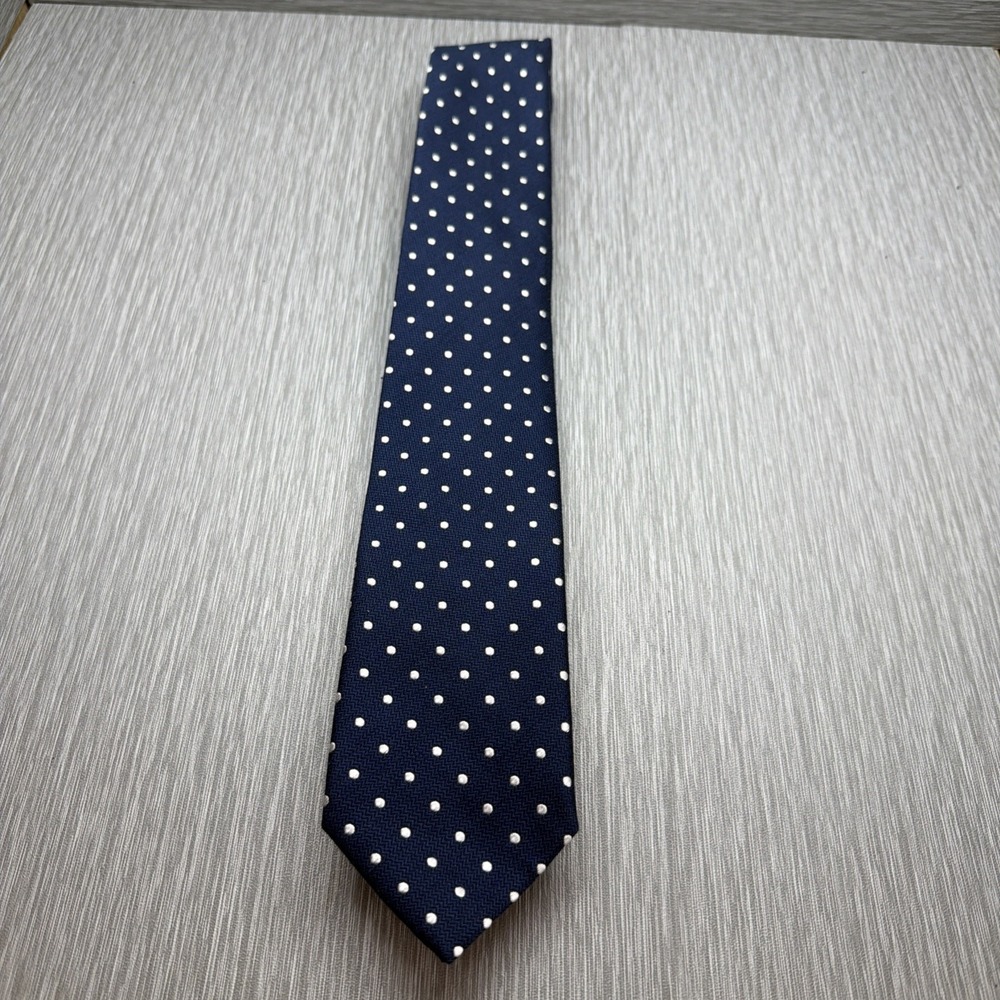 Jack Sartori Polka Dot Tie Men's Navy White Necktie Classic Preppy Office